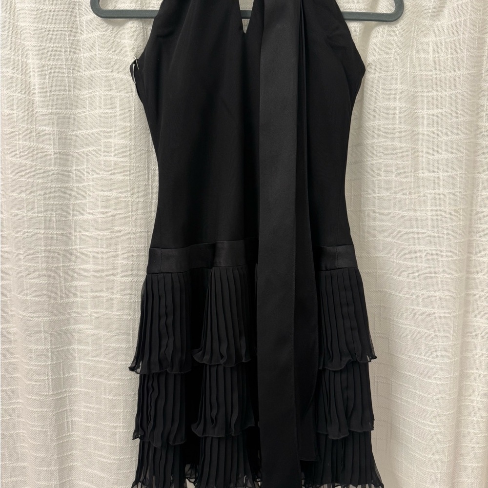Milly Black Sheath Cocktail Dress with Halter Neckline